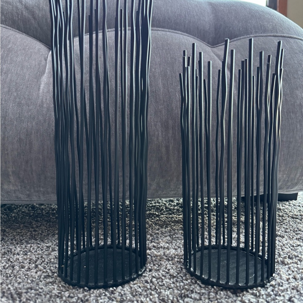 (2) Sleek Black Metal Cage Holders